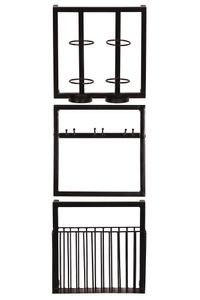 SIT Möbel Wandregal-Set 3-tlg. | 1 Korb, Halterung für 2 Flaschen und 3 Gläser | Metall antikschwarz | B 35 x T 15 x H 115 cm | 01053-47 | Serie THIS & THAT