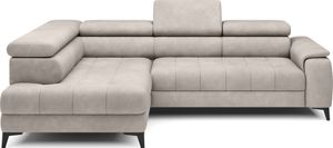 DomoHome Rohová rozkladacia pohovka voľne stojaca s funkciou spania a nastaviteľnými opierkami hlavy, lehátko, ľavá strana, 278 × 197 × 76/98 cm, plocha na spanie: 88 × 200 cm, látkový poťah v púdrovo ružovej farbe