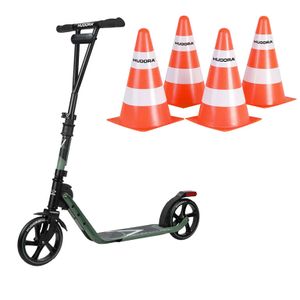 HUDORA BigWheel® Generation V 205, Scooter oliv "Exklusiv Edition" mit Pylone Set (Bundle)