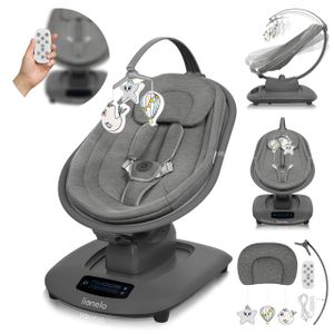 Lionelo Elektrische Babywippe Blossom bis zu 9 kg, Ergonomischer Sitz, 5 Geschwindigkeiten, Bluetooth - Grau