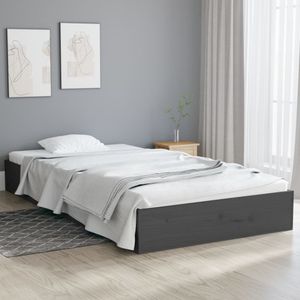 Schlafzimmermöbel - ELEGANTE - Bettrahmen - Massivholzbett Grau 90x200 cm Matratze&90213