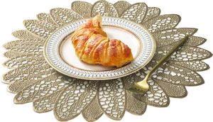 Runde Anti-Rutsch-Hohlschalen-Teller-Platten-Tassenmatte Weihnachtsmatte Tischdekoration-Golden