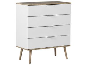 BELIANI Kommode Weiß/heller Holzfarbton MDF Platte Kiefernholz 40 x 79 x 93 cm Modern Skandinavischer Stil Geräumige Schubladen Wohnzimmer