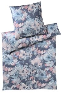 elegante Mako-Jersey Bettwäsche-Set Bloom Jersey Farbe Denim Größe 135x200cm+80x80