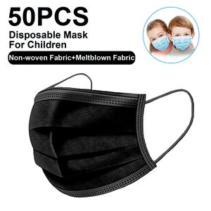100 Stk Einwegmasken für Kinder Kindergesichtsmaske Einweg-3-lagige Mundmaske Schwarze