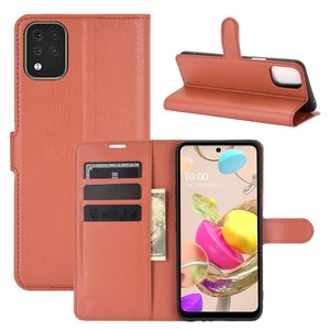 König Design Hülle kompatibel mit LG K42 Kunstleder Handyhülle - Handy Case Braun