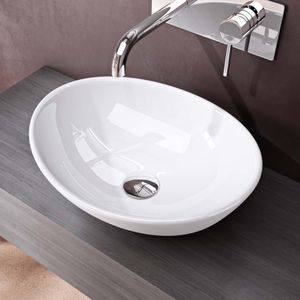 doporro Aufsatzwaschbecken Oval Keramik Waschschale Handwaschbecken Nano-Versiegelung Brüssel 205