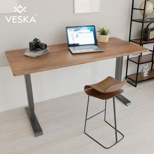 Höhenverstellbarer Schreibtisch (140 x 70 cm) - Sitz- & Stehpult - Bürotisch Elektrisch Höhenverstellbar mit Touchscreen & Stahlfüßen - Anthrazit/Antik