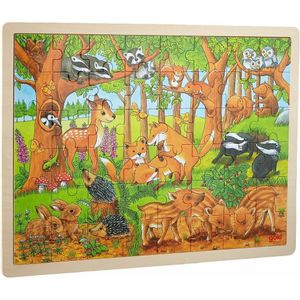 goki Holzpuzzle Tierkinder im Wald 48 Teile Rahmenpuzzle