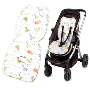 Sitzauflage Kinderwagen Einlage 75 x 35 cm - Buggy Auflage Sitzeinlage für Kindersitz atmungsaktiv universal Minky Grün Dinosaurier