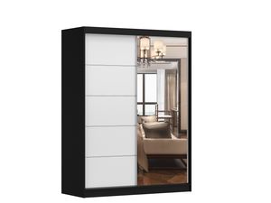 Šatní skříň s posuvnými dveřmi Šatní skříň s posuvnými dveřmi Šatní skříň Vista 05 (černá/bílá) + zrcadlo