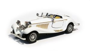 Oldtimer Modellauto mit Licht Sound scale 1:28 Rückzug Motor Metall Alloy Vintage Car Modell Auto Spielzeugauto Kinder Spielzeug Geschenk 92 (Weiss)