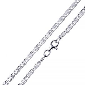 MATERIA by Matthias Wagner S-Panzerkette Damen Herren 925 Silber Halskette 1,6mm diamantiert rhodiniert in 40-80cm K44, Länge Halskette:50 cm