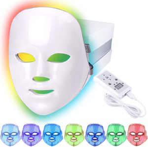 LED-Gesichts-Lichttherapie-Maske, 7-Farben-Schönheits-Photon-Hautverjüngungs-Gesichtsmaske Gesichtshautpflege Anti-Aging-Hautstraffung Falten Toning-Maske Lichttherapie-Gesichtspflegemaske für zu Hause