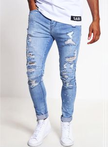 Cayler & Sons Hose Paneled Denim Pants Distressed Light Blue/White-3230