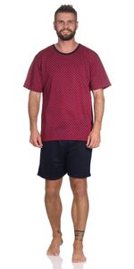 Herren Pyjama Short und Tshirt Schlafanzug Nachthemd, Rot/2XL