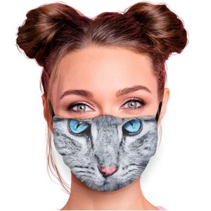 Alltagsmaske Stoffmaske Motiv Mund- Nasenschutz einstellbare Ohrbügel Waschbar Herren Damen verschiedene Designs, Modell wählen:Katze