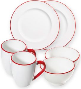 Gmundner Ceramics Ruby Red Rim, Hut Snídaně pro 2 gurmány