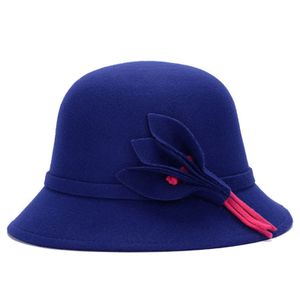 Damen-Hut, auffälliger britischer Stil, Kunstwolle, Vintage-Filz-Bowlerhut für den Herbst, Königsblau