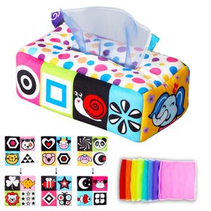 Babyspielzeug Montessori Spielzeug, Sensorik Spielzeug Elefant Tissue Box Spielzeug, enthalten Farbiges Tuch Sensorisches Tuch Babyspielzeug, Geschenk ab 6 Monaten, 1 2 3 Jahre