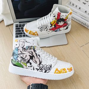 Herren Damen Anime One Piece Luffy Zoro Sneakers Sportschuhe Turnschuhe Weiß Gr.44