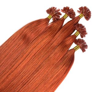 hair2heart Premium Prodloužené lidské vlasy rovné - 25 pramenů 0,8g 40cm 8/43 světle blond červeno-zlaté