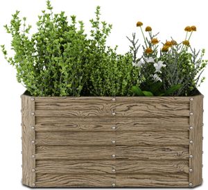 Blumfeldt High Grow Straight Hochbeet, Ergonomisches 432 L Hochbeet Metall In Holzoptik, Wetterfester Verzinkter Stahl Für Blumen, Kräuter & Gemüse – Rostbeständig Mit Offenem Boden & Einfache Montage
