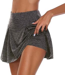 Damen Tennisrock Skirt Sportrock 2 in1 Sport Skirt Golf Hockey Rock Fitness Yoga Skort Falten Dehnbar schnelltrocknend Hosenrock Laufenrock -S