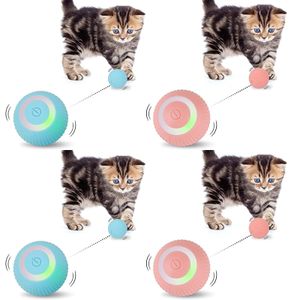 4 Stück Katzenspielzeug Ball Elektrisch, Interaktives Katzenball Selbstrollender, mit LED-Licht, USB Wiederaufladbares