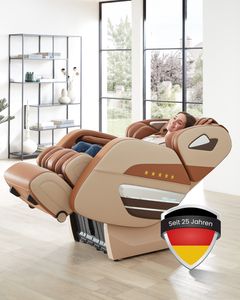 WELCON Dynamite Massagesessel - Luxus Massagestuhl mit Shiatsu Massage, scannt 128 Punkte des Rückens, braun beige