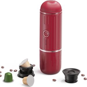 Tragbare elektrische Kaffeemaschine, kompatibel mit NS-Pads und gemahlenem Kaffee, 19 Bar, 100 W, kabellose Heizung, Reise-Espressomaschine fuer unterwegs, Camping, Buero, Zuhause