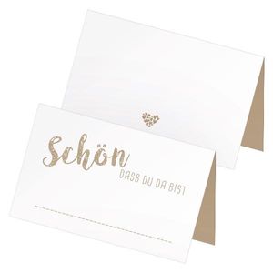 itenga 24 x Tischkarten "Schön dass du da bist" latte macchiato braun