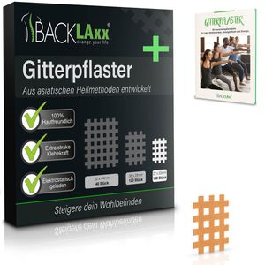 BACKLAxx® Gittertape - 180 Stück  Gitterpflaster Set in Größe Typ a - GRATIS umfangreiches eBook mit über 60 Anwendungsbeispielen