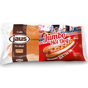 Jaus Jumbo Hot Dog vorgeschnittene Weizensoftbrötchen 4er 320g
