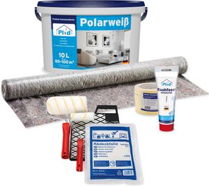 plid Premium Polarweiss Innenfarbe Wandfarbe Deckenfarbe Profi Farbe Set 10l Innenfarbe - Renovierset