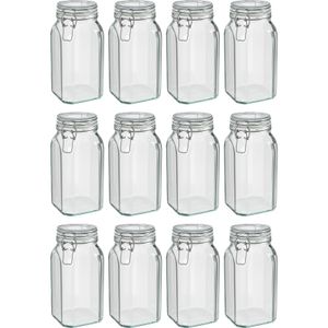 Wellgro Einmachglas mit Bügelverschluss - 1540 ml Bügelverschlussglas - Glas  Germany - Menge und Farbe wählbar, Farbe:Weiß, Stückzahl:12 Stück