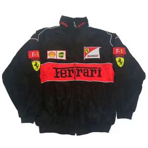 F1 Team Racing Ferrari Jacken Schwarz Embroidery Baumwolle XL