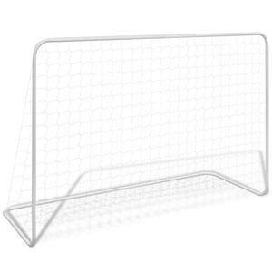 vidaXL Futbalová bránka so sieťou 182 × 61 × 122 cm Oceľová biela