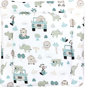 TupTam Baby Wickeltischauflage mit Baumwollbezug Gemustert, Farbe: Zoo Grün, Größe: 70 x 60 cm