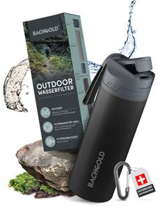 Bachgold® Profi Outdoor Wasserfilter Flasche [650ml] mit 1500L Filterkapazität I entfernt 99,99% aller Bakterien