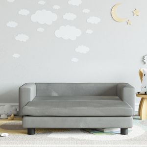 Design New Kindersofa mit Hocker Hellgrau 100x50x30 cm Samt"Cloris mall" - Grau