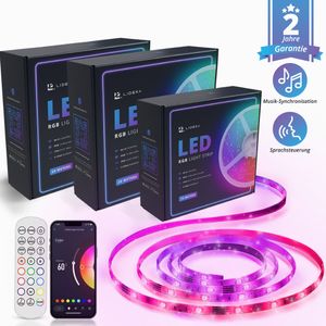 Lideka® RGB LED-Streifen 50m, RGB, LED Strip, App Steuerung WLAN und Fernbedienung, led leiste, Musik Sync, mit Alexa und Google Assistant, Deko, LED