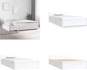 vidaXL Bett mit Schubladen Weiß 100x200 cm - Bettgestell - Bettgestelle - Bettrahmen - Bett