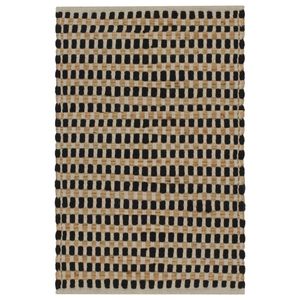 vidaXL Handgewebtes Badematten-Set Jute Stoff Natur und Schwarz