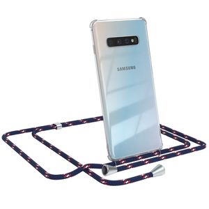 EAZY CASE Handykette kompatibel mit Samsung Galaxy S10 Plus Kette, Handyhülle mit Umhängeband, Handykordel, Schutzhülle, Kette, Silikonhülle, Silikon Cover, Blau Camouflage
