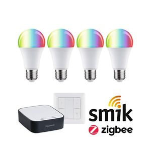 Paulmann Smartes Zigbee 3.0 LED Starter Set Smik E27 - Birne A60 4x 11W 1055lm RGBW