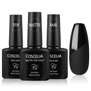 COSCELIA Base und Top und Matte Coat UV Nagellack 10ml UV/LED Nagellack Kit Unterlack und Überlack Set für Gel Nail Art
