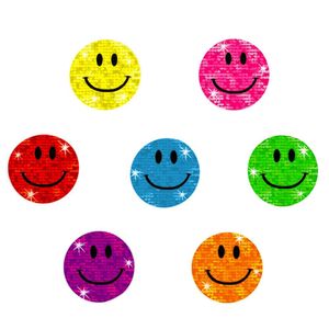 Oblique Unique 112 Smiley Sticker Smile Aufkleber Glitzer Emoji Set - bunt