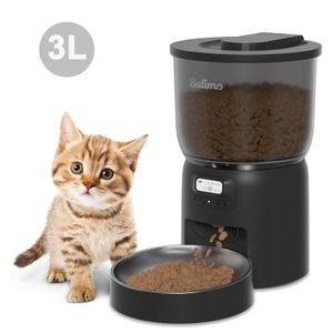 Balimo 3L Automatischer Futterautomat für Katze und Hund mit Programmierbar Timer/LCD/bis zu 6 Mahlzeiten am Tag, Schwarz