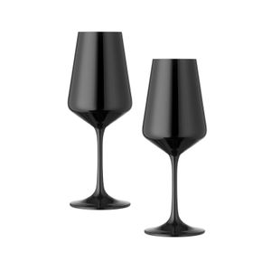 Bohemia Selection Weißweinglas Weinglas 350ml schwarz 2er Set im Geschenk Karton
